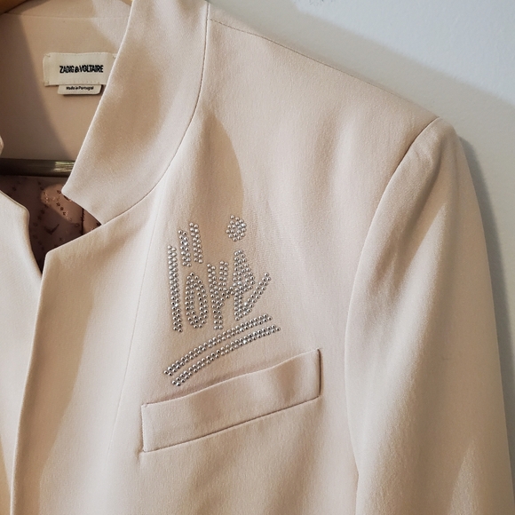 Zadig & Voltaire Very Love Strass Blazer With Rhinestones - Pale Pink Size EU 40 - Picture 8 of 13